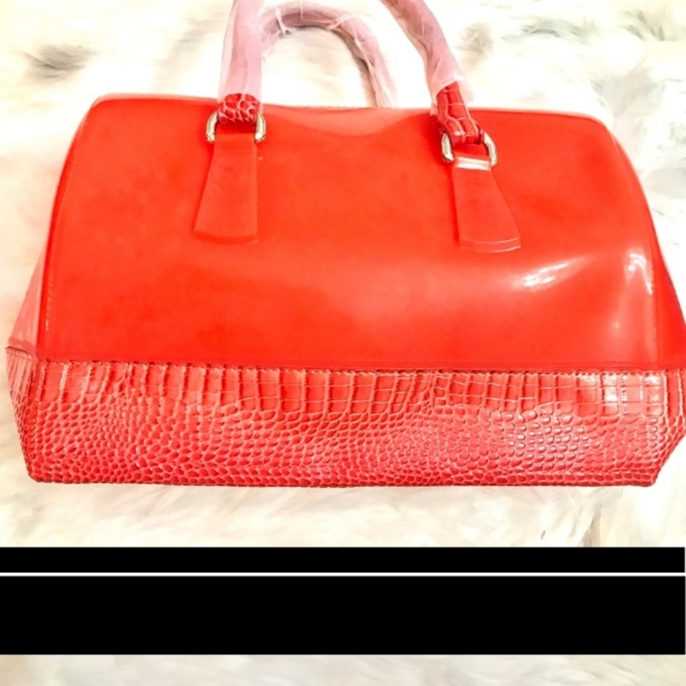 Bright clear orange jelly  handbag